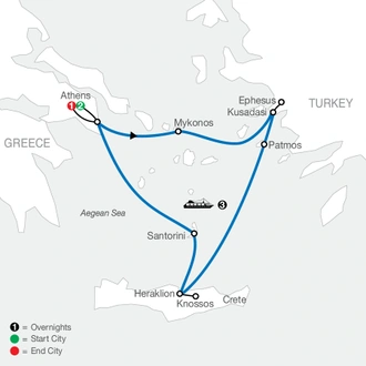 tourhub | Globus | Iconic Aegean with 3-Night Cruise | Tour Map