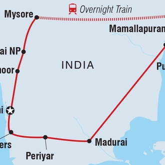 tourhub | Intrepid Travel | Southern India | Tour Map