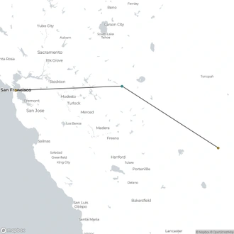 tourhub | Bindlestiff Tours | 4 Day Death Valley, Yosemite, San Francisco from Las Vegas with Lodging | Tour Map