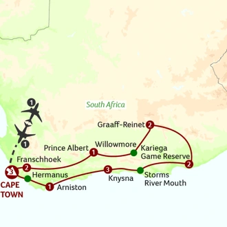 tourhub | Saga Holidays | Contrasts of the Cape | Tour Map
