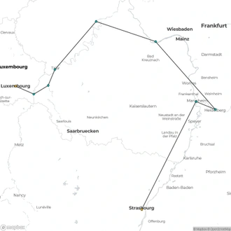 tourhub | CroisiEurope Cruises | 4 Rivers: The Neckar, Romantic Rhine, Moselle, and Sarre Valleys | Tour Map