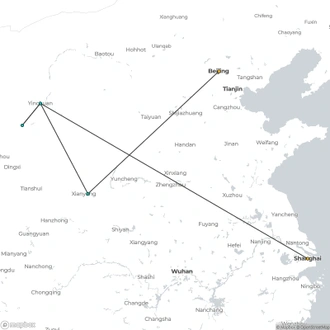 tourhub | Tui China | The Mysterious West of China, Private Tour  | Tour Map