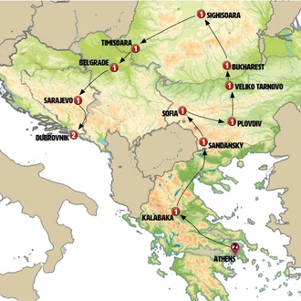 tourhub | Europamundo | From Athens to Dubrovnik | Tour Map
