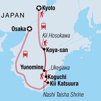 tourhub | Intrepid Travel | Japan: Koya-san & Kumano Kodo Trek | Tour Map
