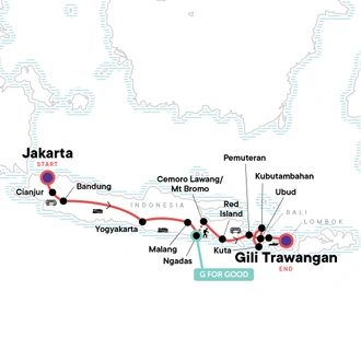 tourhub | G Adventures | Indonesia Adventure: Java & Bali | Tour Map
