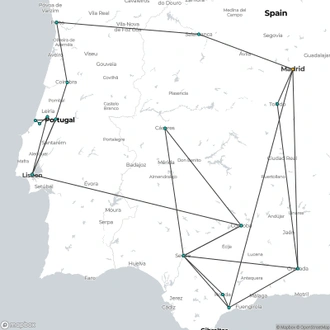 tourhub | Julia Travel | Special Package: Madrid with Portugal and Andalusia 14-Day Tour from Madrid | Tour Map