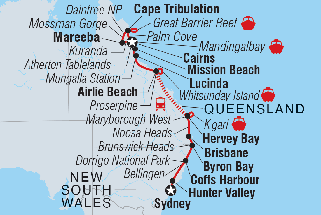 tourhub | Intrepid Travel | East Coast Australia Adventure | Tour Map