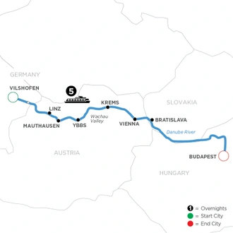 tourhub | Avalon Waterways | Danube Symphony (Eastbound) (Expression) | Tour Map