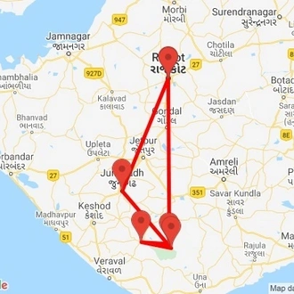 tourhub | Agora Voyages | Rajkot to Gir National Park | Tour Map