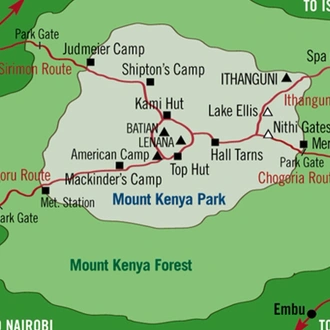 tourhub | Spider Tours And Safaris | 4 Days Mount Kenya Climb Sirimon Route | Tour Map