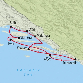 tourhub | On The Go Tours | Croatia Sailing Adventure - 8 days | Tour Map