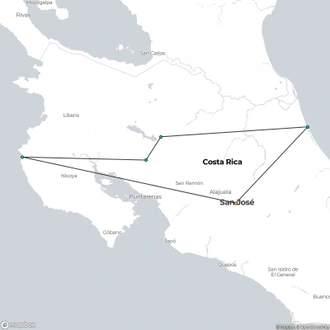 tourhub | Destination Services Costa Rica | Pura Vida Experience | Tour Map