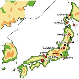 tourhub | Europamundo | Traditional Japan and north of Japan | Tour Map