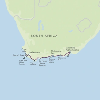 tourhub | Exodus Adventure Travels | Cape Town and the Garden Route - Premium Adventure | Tour Map