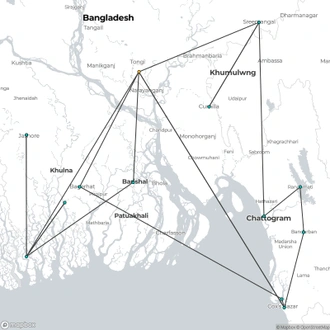 tourhub | Crooked Compass | Treasures of Bangladesh | Tour Map