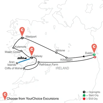 tourhub | Globus | Green with Envy: Ireland By Design | Tour Map