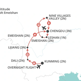 tourhub | Wendy Wu | Yunnan & Sichuan | Tour Map