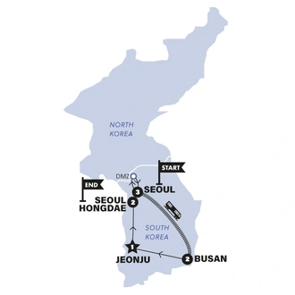 tourhub | Contiki | South Korean Soul | Tour Map