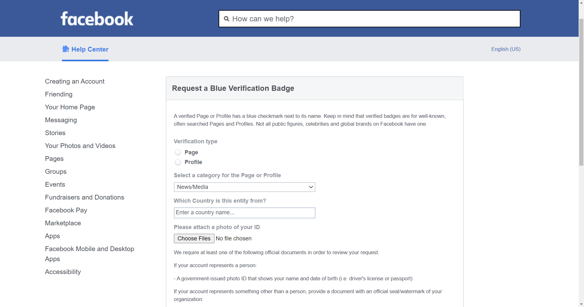 halaman facebook verified