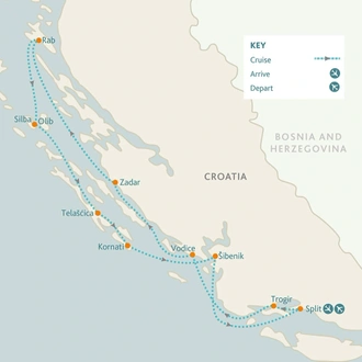 tourhub | Riviera Travel | Split, Rab and Undiscovered Islands of the North Yacht Cruise - MS Il Mare | Tour Map