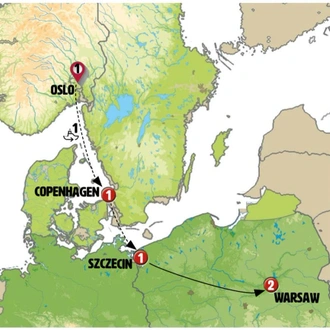 tourhub | Europamundo | Oslo, Copenhagen and Poland | Tour Map
