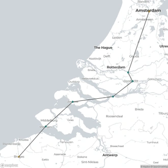 tourhub | Exodus Adventure Travels | Cycling from Bruges to Amsterdam | Tour Map