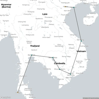 tourhub | Prestigo Asia | Splendid of Vietnam, Cambodia and Thailand 18 Days | Tour Map