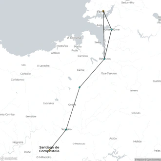 tourhub | The Natural Adventure | Camino Ingles: Ferrol to Santiago | Tour Map