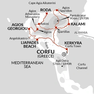 tourhub | Explore! | Walking the Corfu Trail (North) | Tour Map