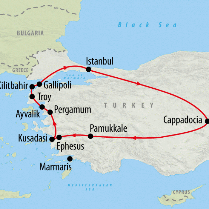 tourhub | On The Go Tours | ANZAC 2025 Memorial Tour of Turkey - 11 days | Tour Map