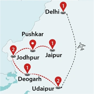 tourhub | Travel Talk Tours | Essential Rajasthan | Tour Map