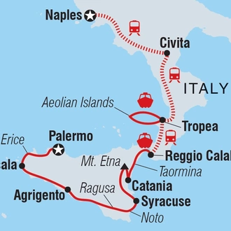 tourhub | Intrepid Travel | Highlights of Calabria & Sicily | Tour Map