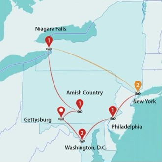 tourhub | Travel Talk Tours | Great Eastern Cities | Tour Map