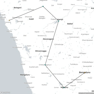 tourhub | Chuttibaaz.com | The Southern Feast - Karnataka & Goa ! | Tour Map