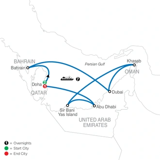 tourhub | Globus | Qatar Escape plus Desert Days Cruise | Tour Map