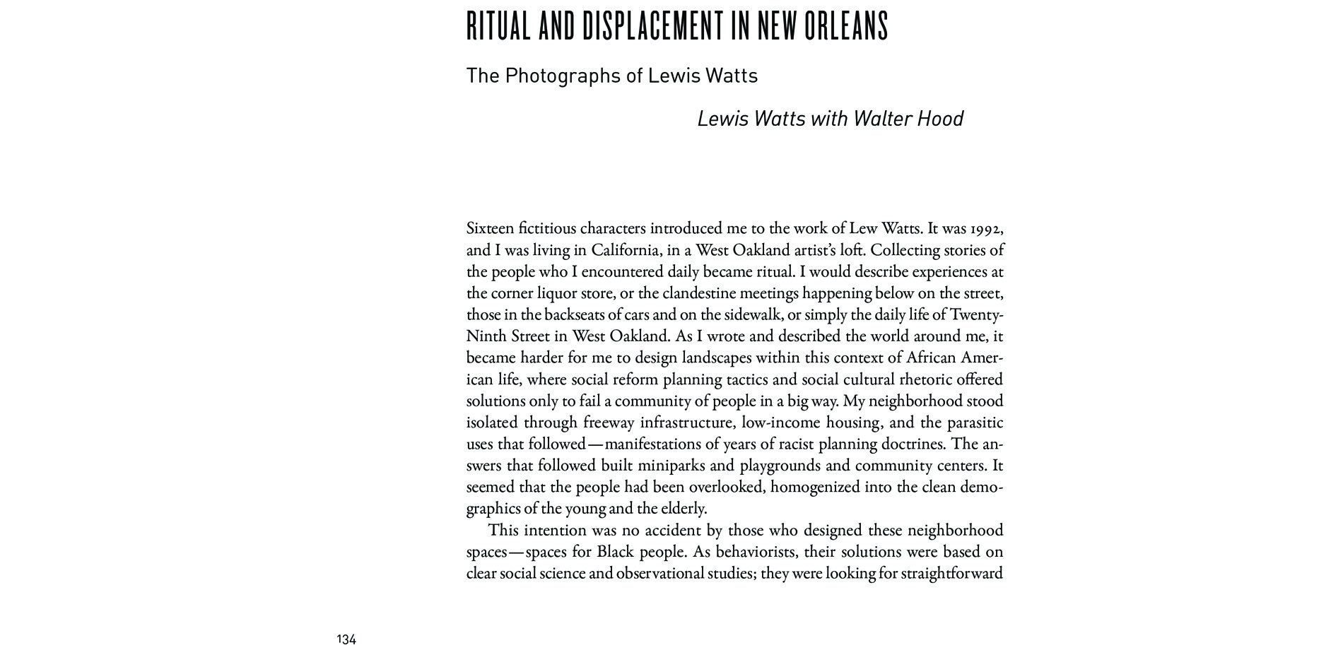 Black Landscapes Matter, Ritual and Displacement in New Orleans: The Photographs of Lewis Watts (pg. 134)