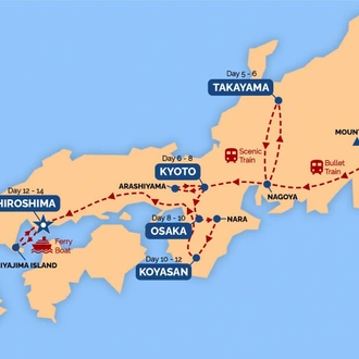 tourhub | One Life Adventures | Japan 14 Day Tour | Tour Map
