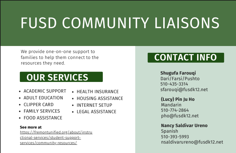 FUSD Community Liaisons Info