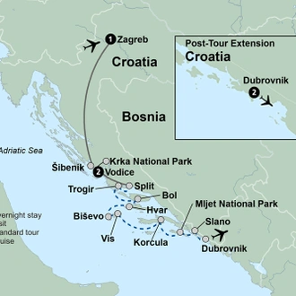 tourhub | Collette | Croatia & Its Islands Small Ship Cruising on the Adriatic Coast | Tour Map