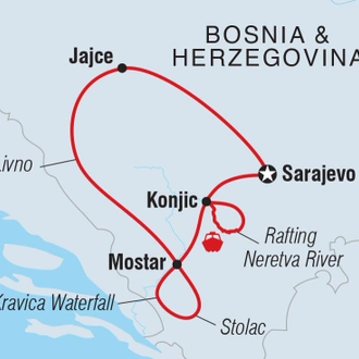 tourhub | Intrepid Travel | Bosnia & Herzegovina Adventure | Tour Map