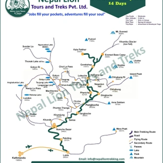 tourhub | Nepal Lion Tours and Treks | 14 Days Everest Base Camp – Kalapathar Trek | Tour Map