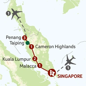 tourhub | Titan Travel | The Best of Singapore and Malaysia | Tour Map