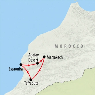 tourhub | On The Go Tours | Marrakech, Agafay & Coast - 5 days | Tour Map