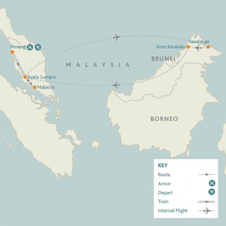tourhub | Riviera Travel | Malaysia and Borneo | Tour Map