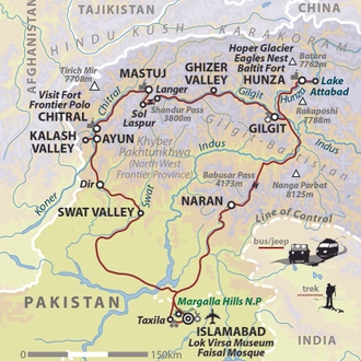 tourhub | Wild Frontiers | Pakistan: Hindu Kush Adventure | Tour Map