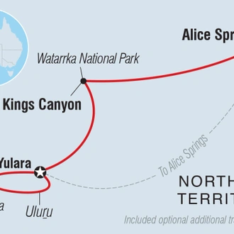 tourhub | Intrepid Travel | Uluru & Kings Canyon Adventure | Tour Map