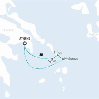 tourhub | Bamba Travel | Syros, Tinos & Mykonos Island Hopping 7D/6N | Tour Map