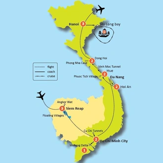 tourhub | Tweet World Travel | Cambodia And  Vietnam Discovery Tour | Tour Map