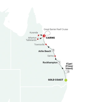 tourhub | AAT Kings | Tropical Islands & Rainforest | Tour Map