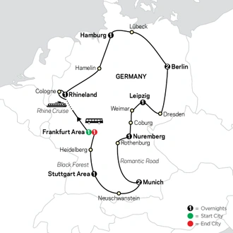 tourhub | Cosmos | Highlights of Germany | Tour Map